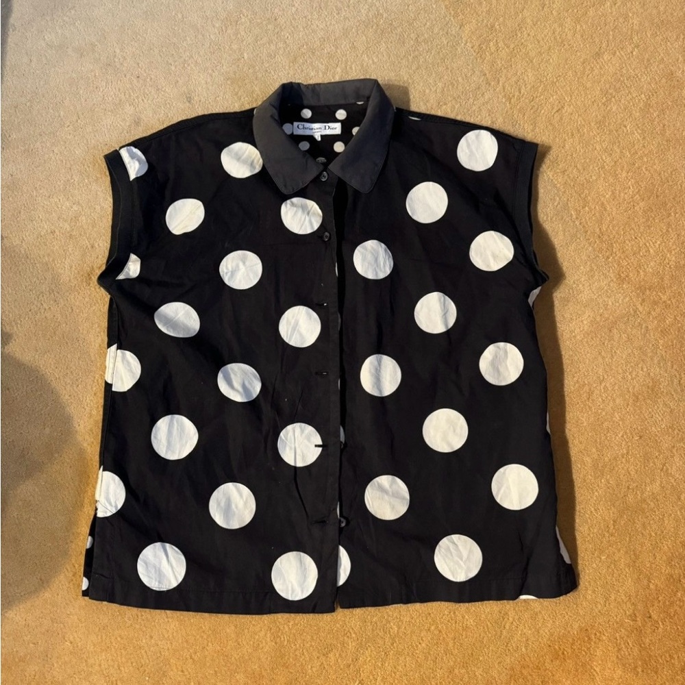 Dior Black and White Polka Dot Sleeveless vest
